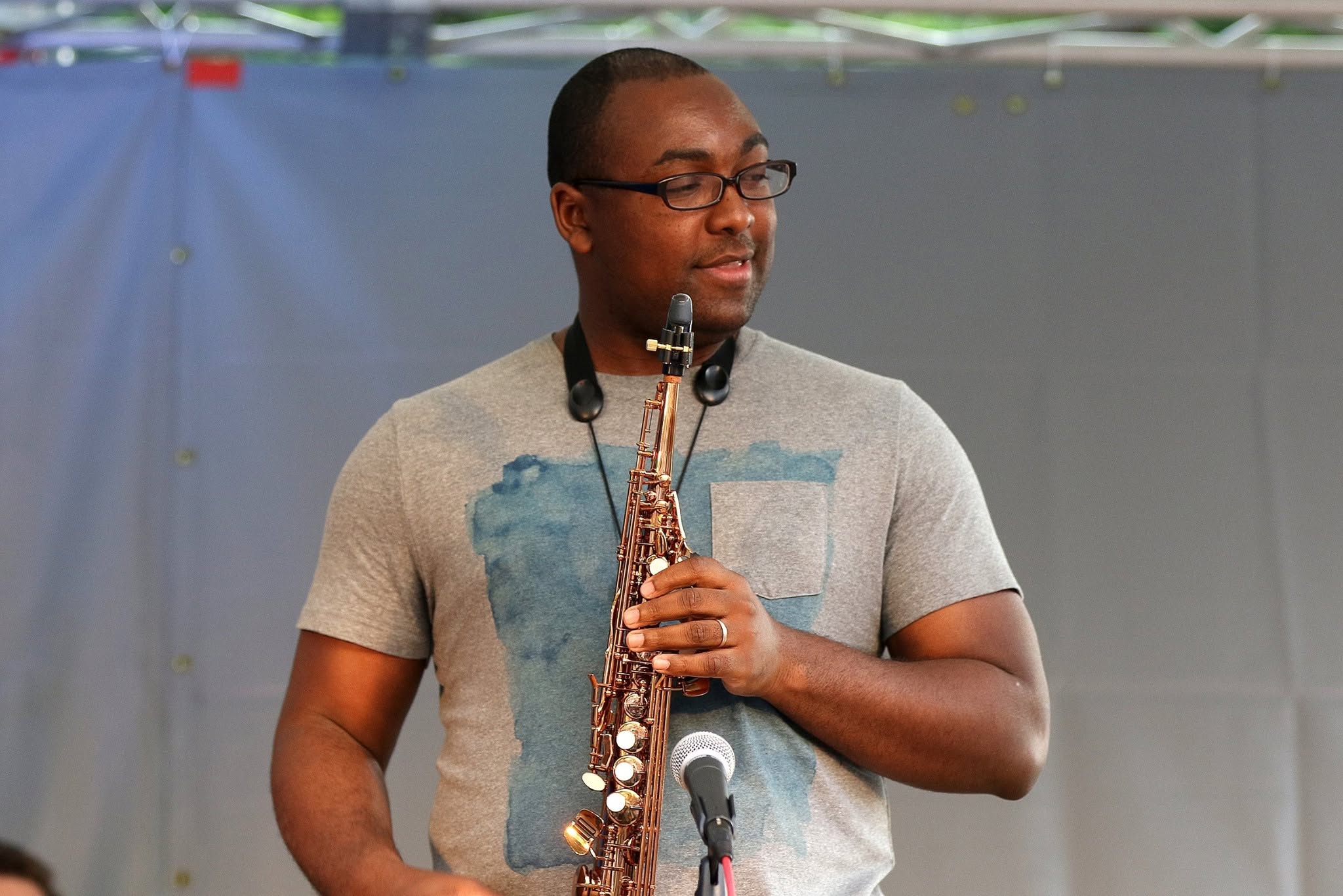 Kevin Carter playing saxophone